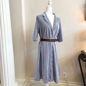 Lane Bryant Striped Button Front Shirt Dress‎ Blue Size 18